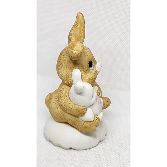 Porcelain Bunny with Teddy โ Easter Shelf Sitter Collectible Figurine - Picture 4 of 8